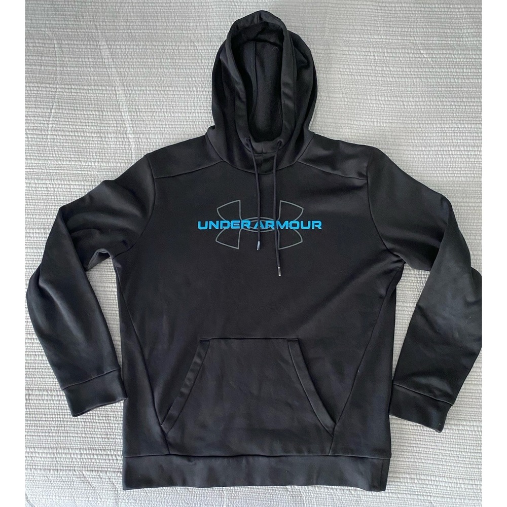 Under Armour Men's S Black Pullover‎ Fleece Hoodie Logo Graphic Pocket